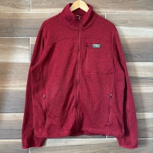 L.L. BEAN Logo Full Zip Fleece Sweater Shacket Red Maroon Size Large Outdoors